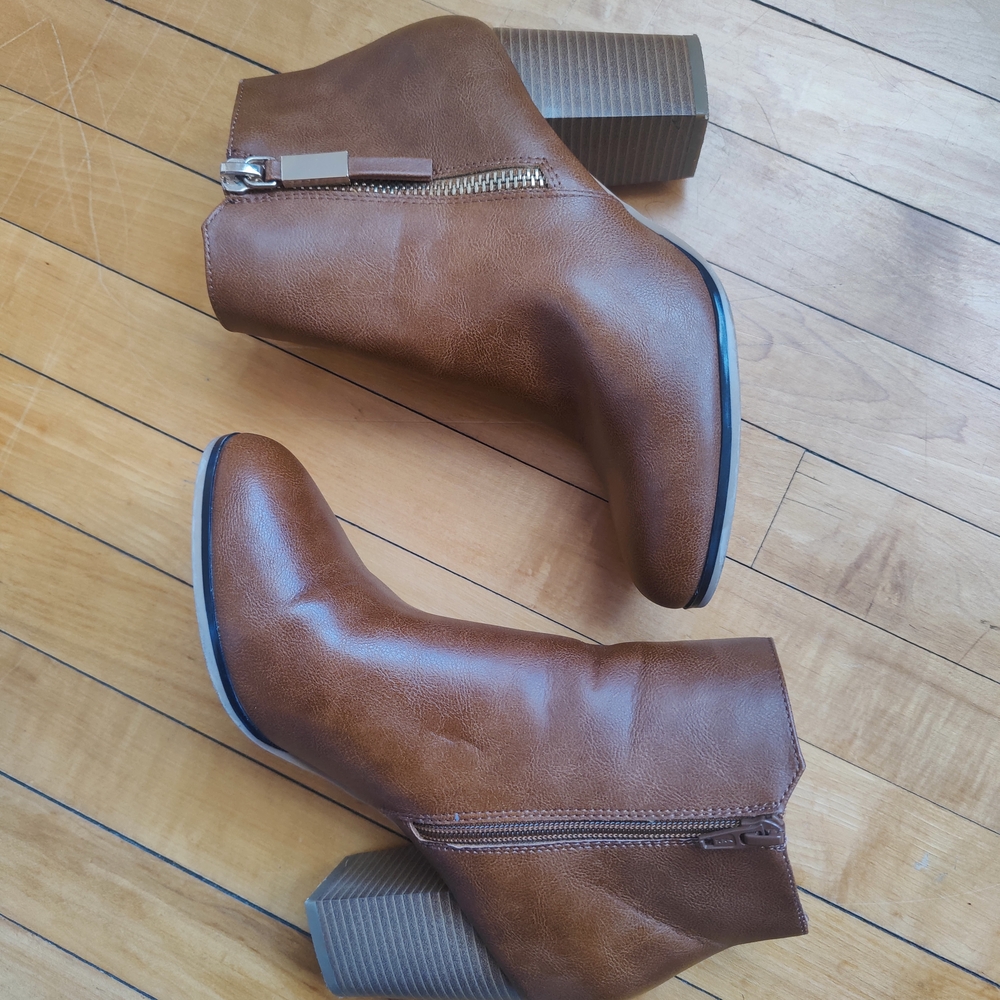 APT.9 Faux Leather Brown Ankle Boots